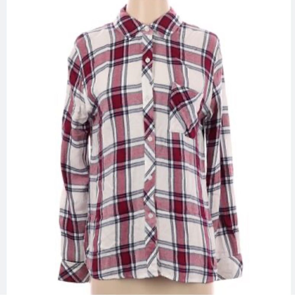 Rails Plaid Long Sleeve Button-Down Shirt white/ maroon